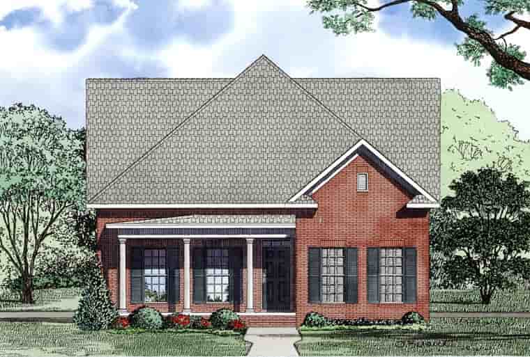 Colonial, Southern House Plan 61087 with 3 Beds, 2 Baths, 2 Car Garage Picture 1