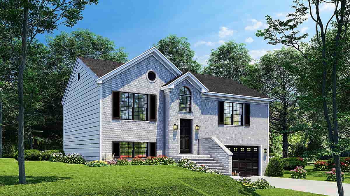 Colonial, Narrow Lot House Plan 61212 with 4 Beds, 3 Baths, 2 Car Garage Picture 1