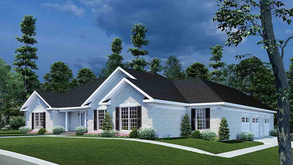 European, Traditional House Plan 61351 with 3 Beds, 3 Baths, 3 Car Garage Picture 1