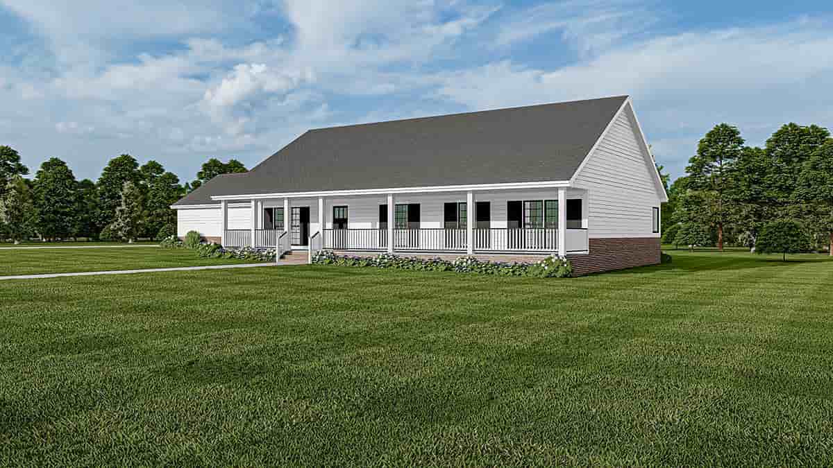 Country, One-Story, Ranch, Southern House Plan 61392 with 3 Beds, 2 Baths, 2 Car Garage Picture 1