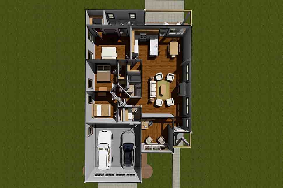 Traditional House Plan 61414 with 3 Beds, 2 Baths, 2 Car Garage Picture 6