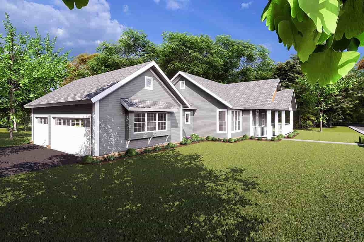Ranch, Traditional House Plan 61444 with 4 Beds, 3 Baths, 3 Car Garage Picture 2