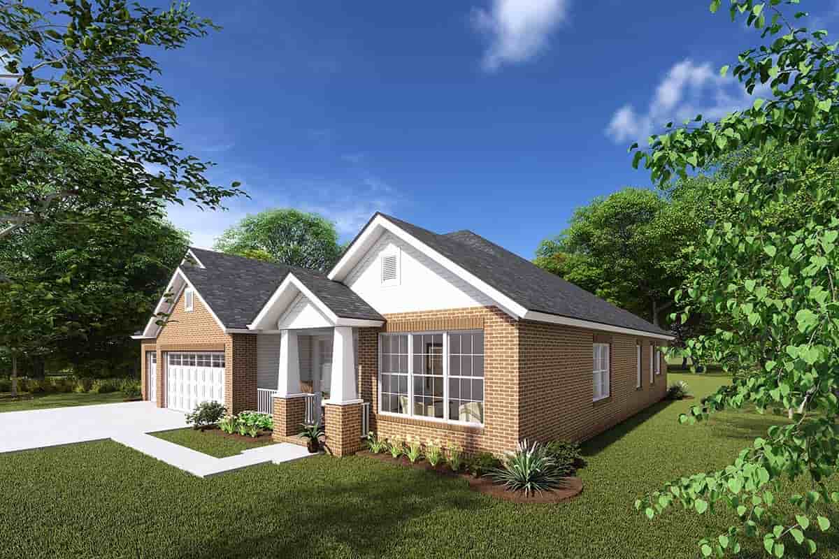 Bungalow, Traditional House Plan 61445 with 4 Beds, 3 Baths, 3 Car Garage Picture 1