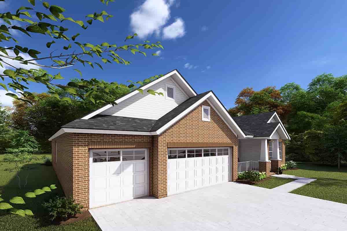 Bungalow, Traditional House Plan 61445 with 4 Beds, 3 Baths, 3 Car Garage Picture 2