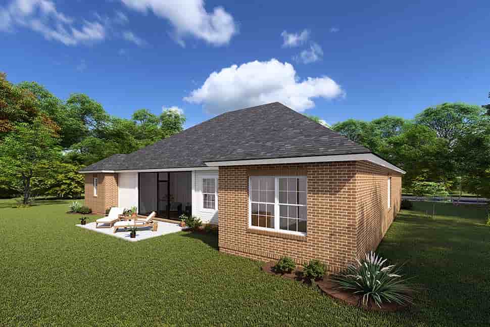 Bungalow, Traditional House Plan 61445 with 4 Beds, 3 Baths, 3 Car Garage Picture 4