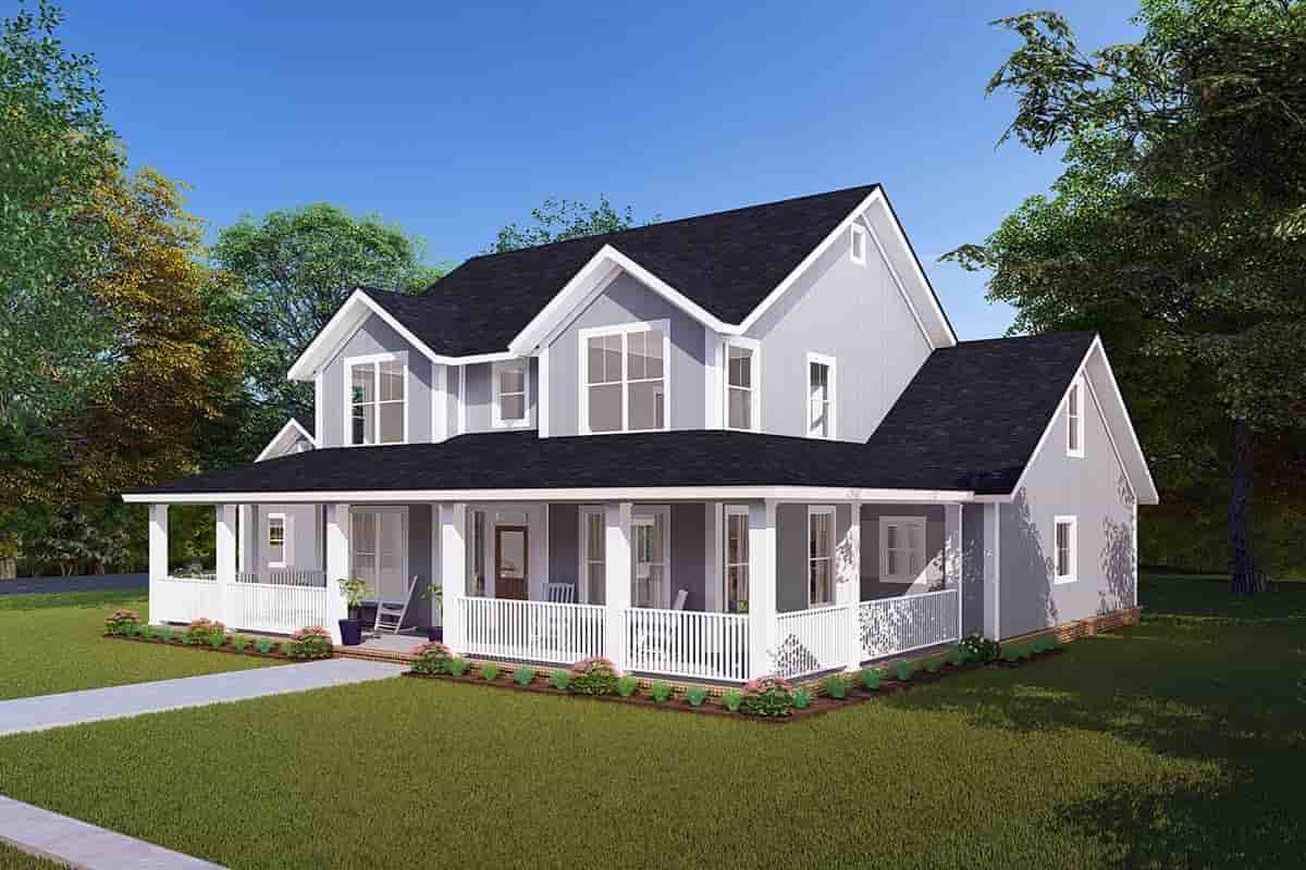Cape Cod, Country, Farmhouse, Southern House Plan 61470 with 4 Beds, 4 Baths, 3 Car Garage Picture 1