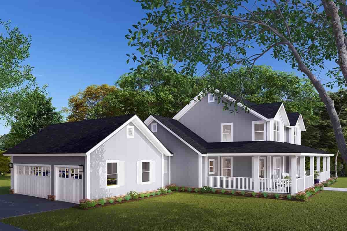 Cape Cod, Country, Farmhouse, Southern House Plan 61470 with 4 Beds, 4 Baths, 3 Car Garage Picture 2