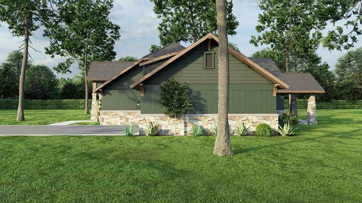 Bungalow, Cabin, Country, Craftsman, One-Story House Plan 62181 with 3 Beds, 2 Baths, 2 Car Garage Picture 1