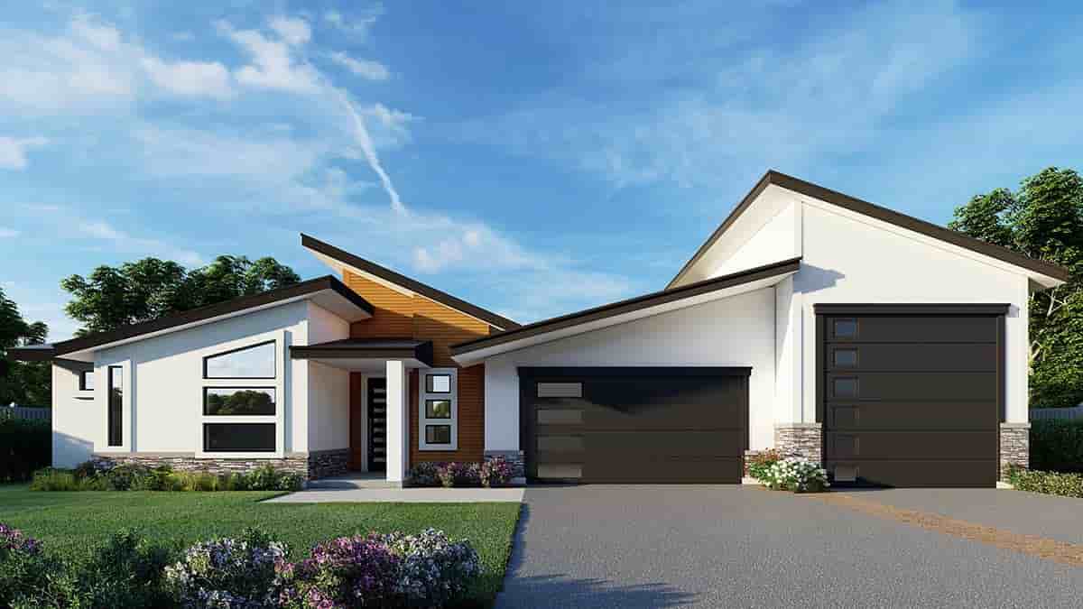 Contemporary, Modern House Plan 63594 with 2 Beds, 3 Baths, 3 Car Garage Picture 1