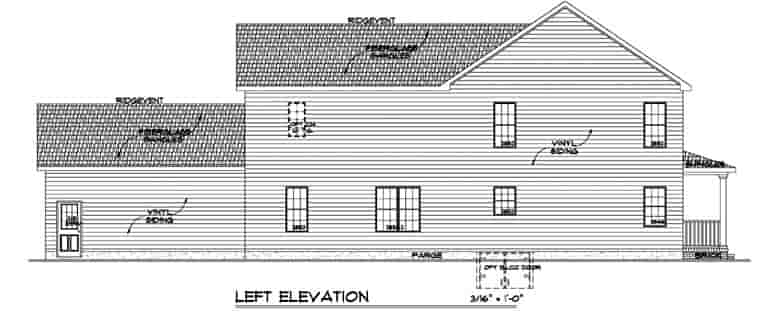 Farmhouse, Narrow Lot House Plan 64406 with 4 Beds, 3 Baths, 2 Car Garage Picture 1