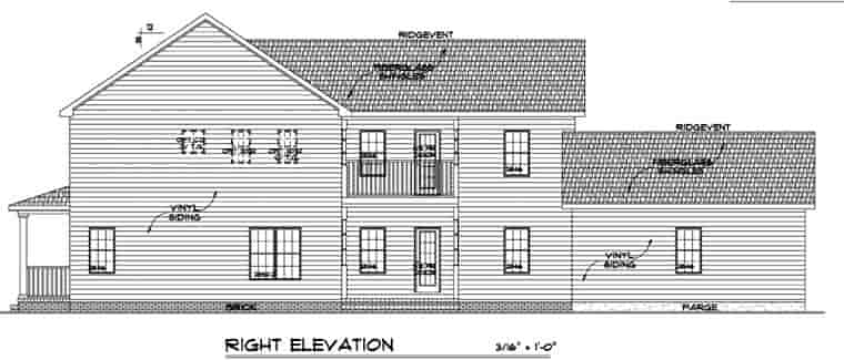 Farmhouse, Narrow Lot House Plan 64406 with 4 Beds, 3 Baths, 2 Car Garage Picture 2