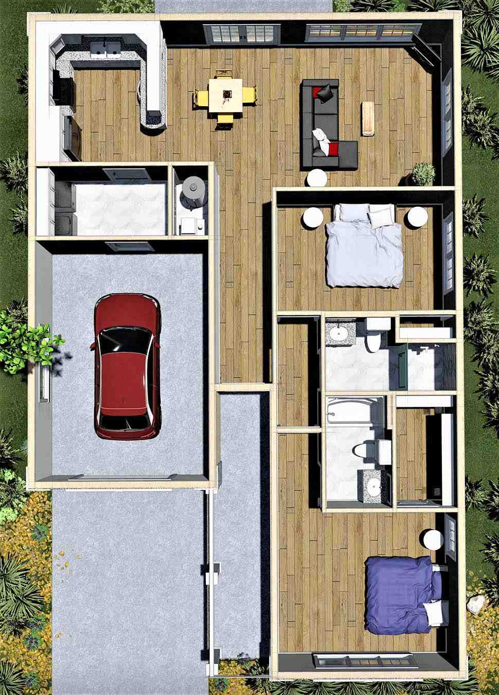 Mediterranean House Plan 64553 with 2 Beds, 2 Baths, 1 Car Garage Picture 6