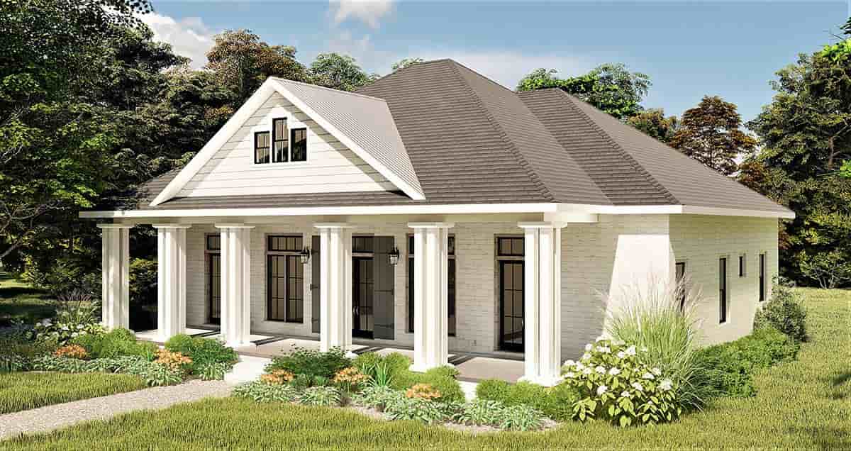 Colonial, Country, Southern House Plan 64599 with 3 Beds, 2 Baths, 2 Car Garage Picture 1