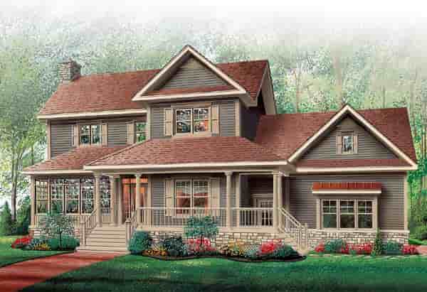 Country, Farmhouse House Plan 65135 with 3 Beds, 3 Baths, 2 Car Garage Picture 4