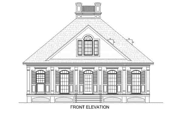Colonial, European, One-Story, Southern House Plan 65676 with 1 Beds, 1 Baths Picture 1
