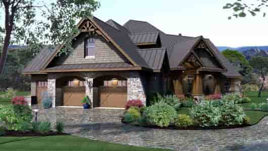 Cottage, Craftsman, Tuscan House Plan 65869 with 3 Beds, 3 Baths, 3 Car Garage Picture 1