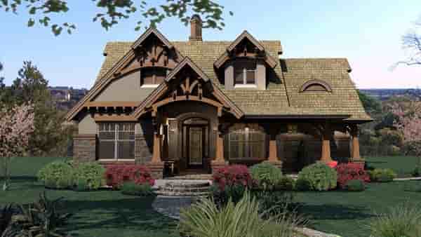 Bungalow, Cottage, Craftsman, Tuscan House Plan 65870 with 3 Beds, 2 Baths, 2 Car Garage Picture 1