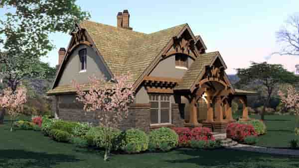 Bungalow, Cottage, Craftsman, Tuscan House Plan 65870 with 3 Beds, 2 Baths, 2 Car Garage Picture 3