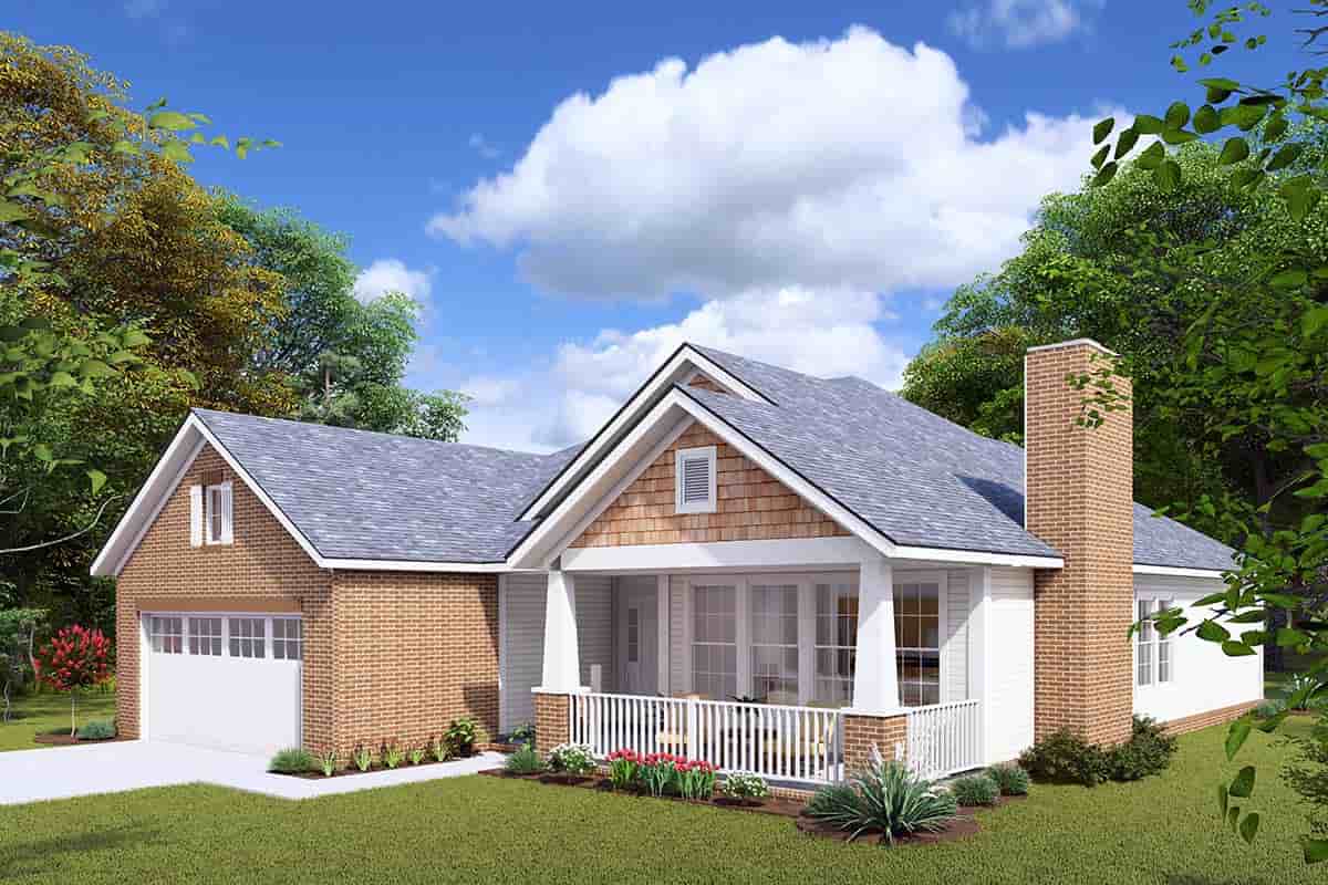 Bungalow, Cottage, Craftsman House Plan 66466 with 4 Beds, 2 Baths, 2 Car Garage Picture 1