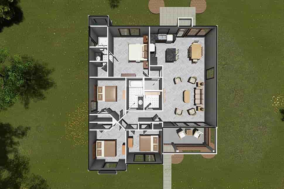 Traditional House Plan 66472 with 4 Beds, 2 Baths Picture 6