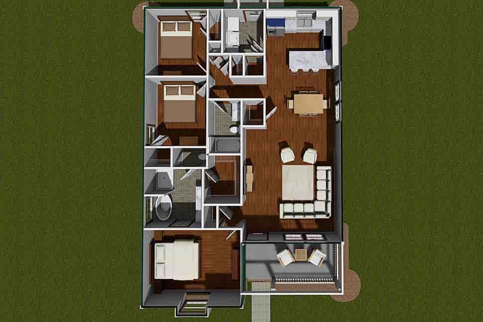 Traditional House Plan 66476 with 3 Beds, 2 Baths Picture 6