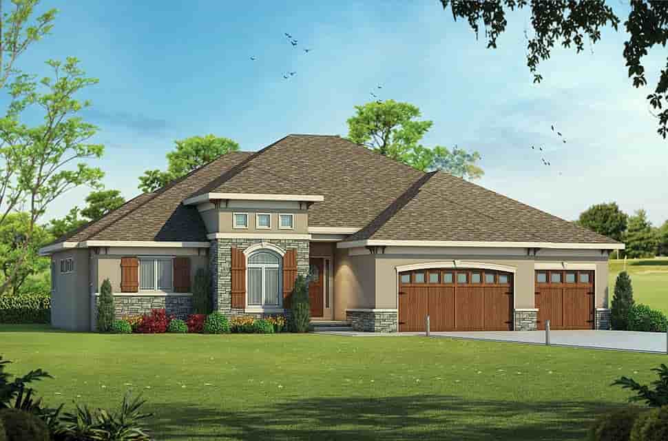 Contemporary, European, Southwest House Plan 66723 with 3 Beds, 2 Baths, 3 Car Garage Picture 3