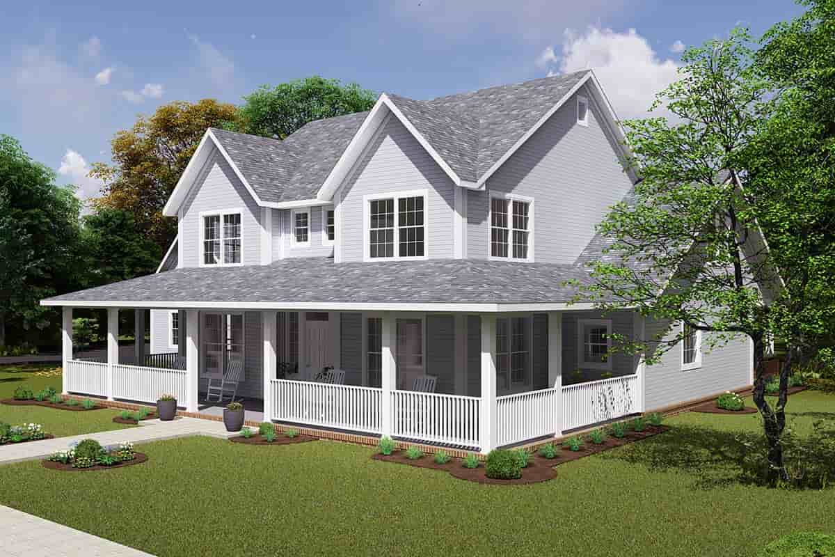 Country, Farmhouse House Plan 68162 with 4 Beds, 3 Baths, 3 Car Garage Picture 1