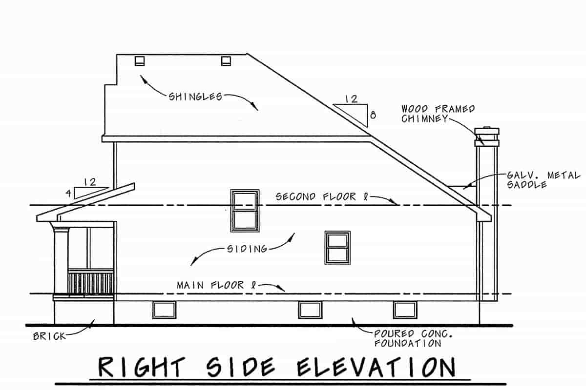 Narrow Lot, Traditional House Plan 68235 with 3 Beds, 3 Baths, 2 Car Garage Picture 1