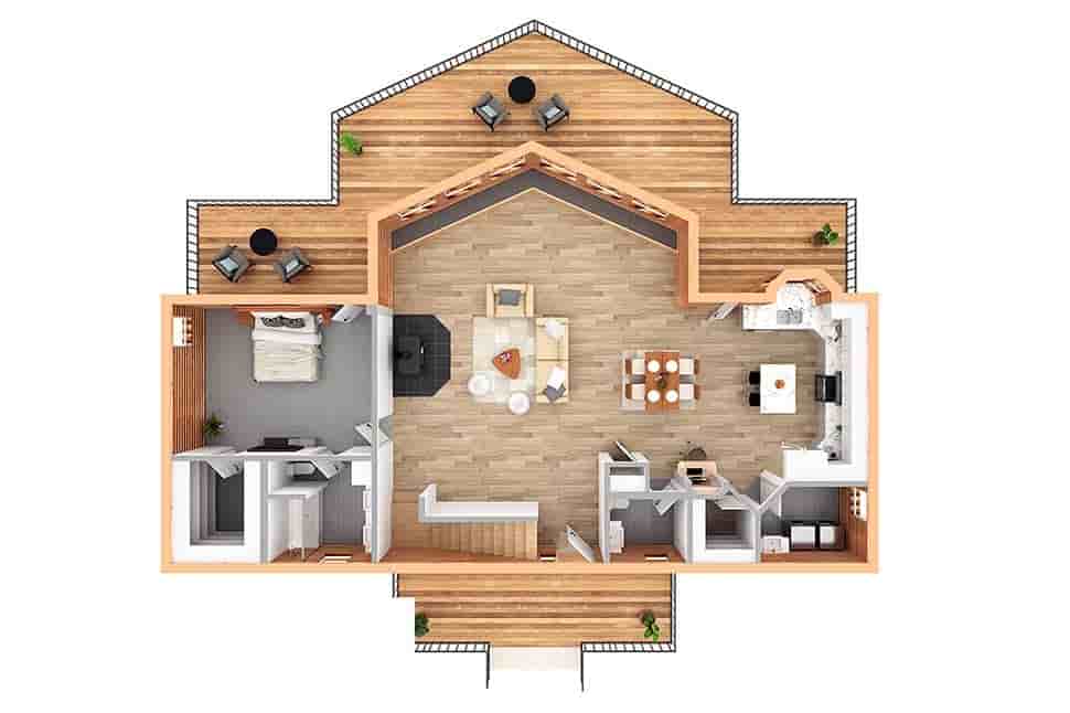 Contemporary, Log House Plan 69362 with 3 Beds, 2.5 Baths Picture 9