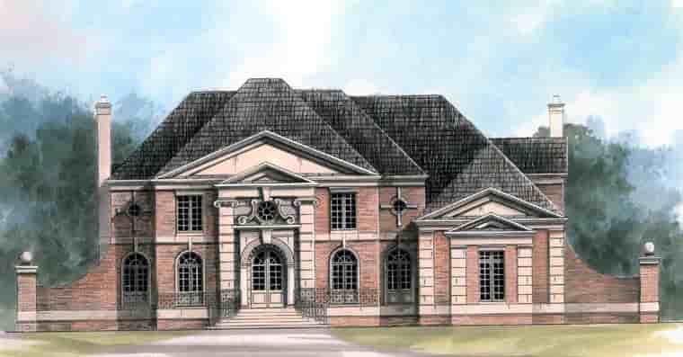 European, Greek Revival House Plan 72132 with 4 Beds, 4 Baths, 3 Car Garage Picture 1