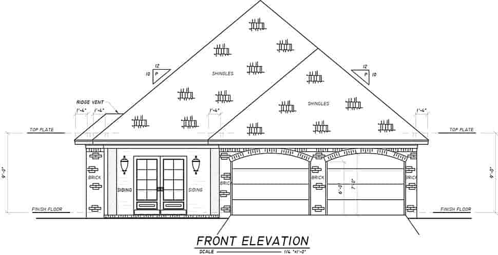 European, French Country House Plan 74634 with 3 Beds, 2 Baths, 2 Car Garage Picture 3