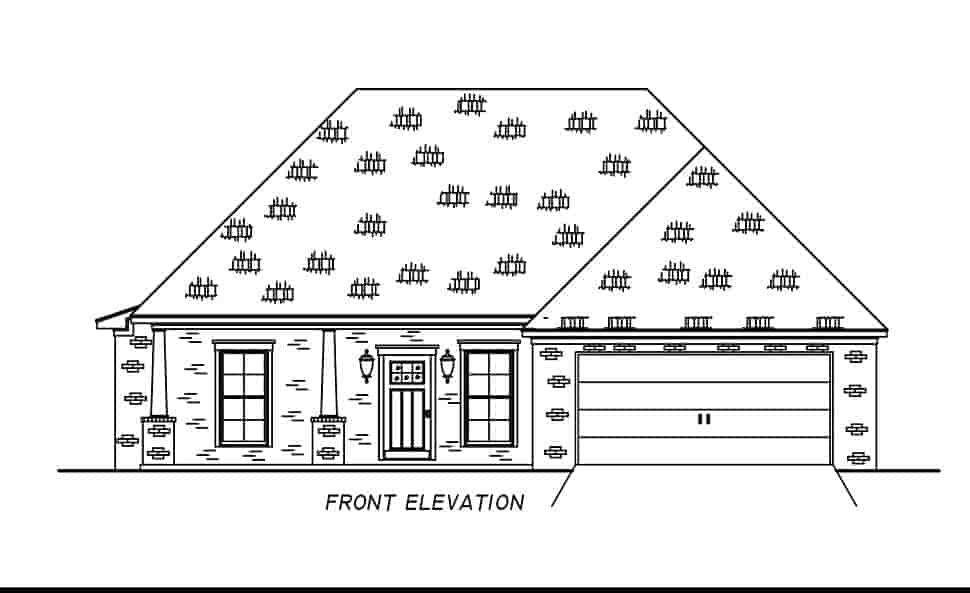 French Country, Traditional House Plan 74681 with 4 Beds, 2 Baths, 2 Car Garage Picture 3