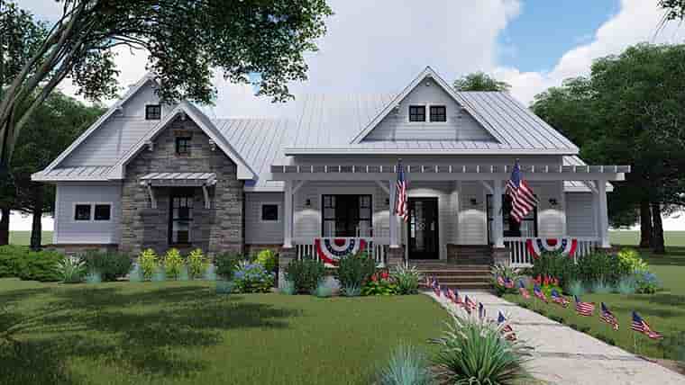 Cottage, Country, Farmhouse House Plan 75153 with 3 Beds, 3 Baths, 2 Car Garage Picture 1