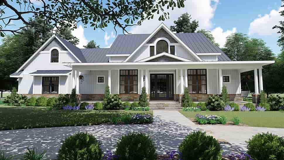 Country, Farmhouse, Southern House Plan 75154 with 3 Beds, 3 Baths, 2 Car Garage Picture 1