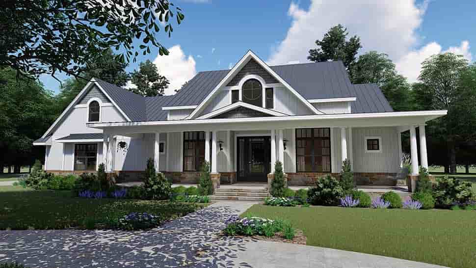 Country, Farmhouse, Southern House Plan 75154 with 3 Beds, 3 Baths, 2 Car Garage Picture 2
