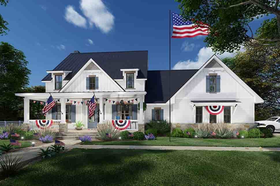 Colonial, Cottage, Farmhouse House Plan 75169 with 3 Beds, 3 Baths, 2 Car Garage Picture 2