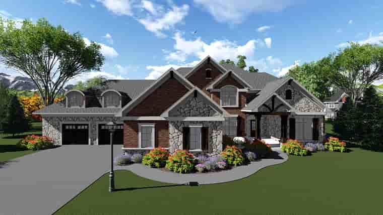 Traditional House Plan 75416 with 4 Beds, 4 Baths, 3 Car Garage Picture 1