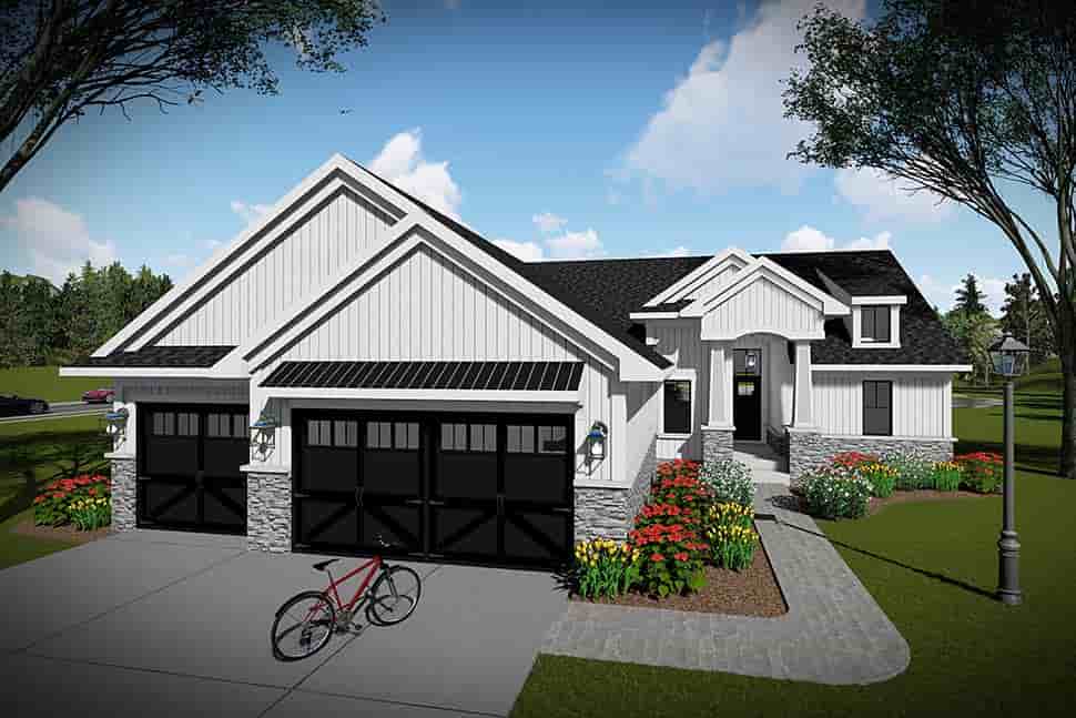 Craftsman, Ranch, Traditional House Plan 75454 with 3 Beds, 2 Baths, 3 Car Garage Picture 1