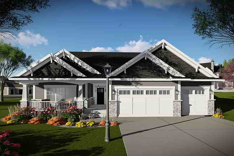 Craftsman, Traditional House Plan 75458 with 3 Beds, 2 Baths, 3 Car Garage Picture 1