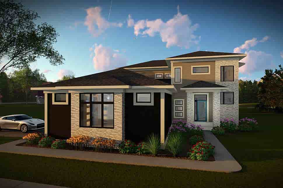 Contemporary, Modern House Plan 75464 with 3 Beds, 3 Baths, 3 Car Garage Picture 1