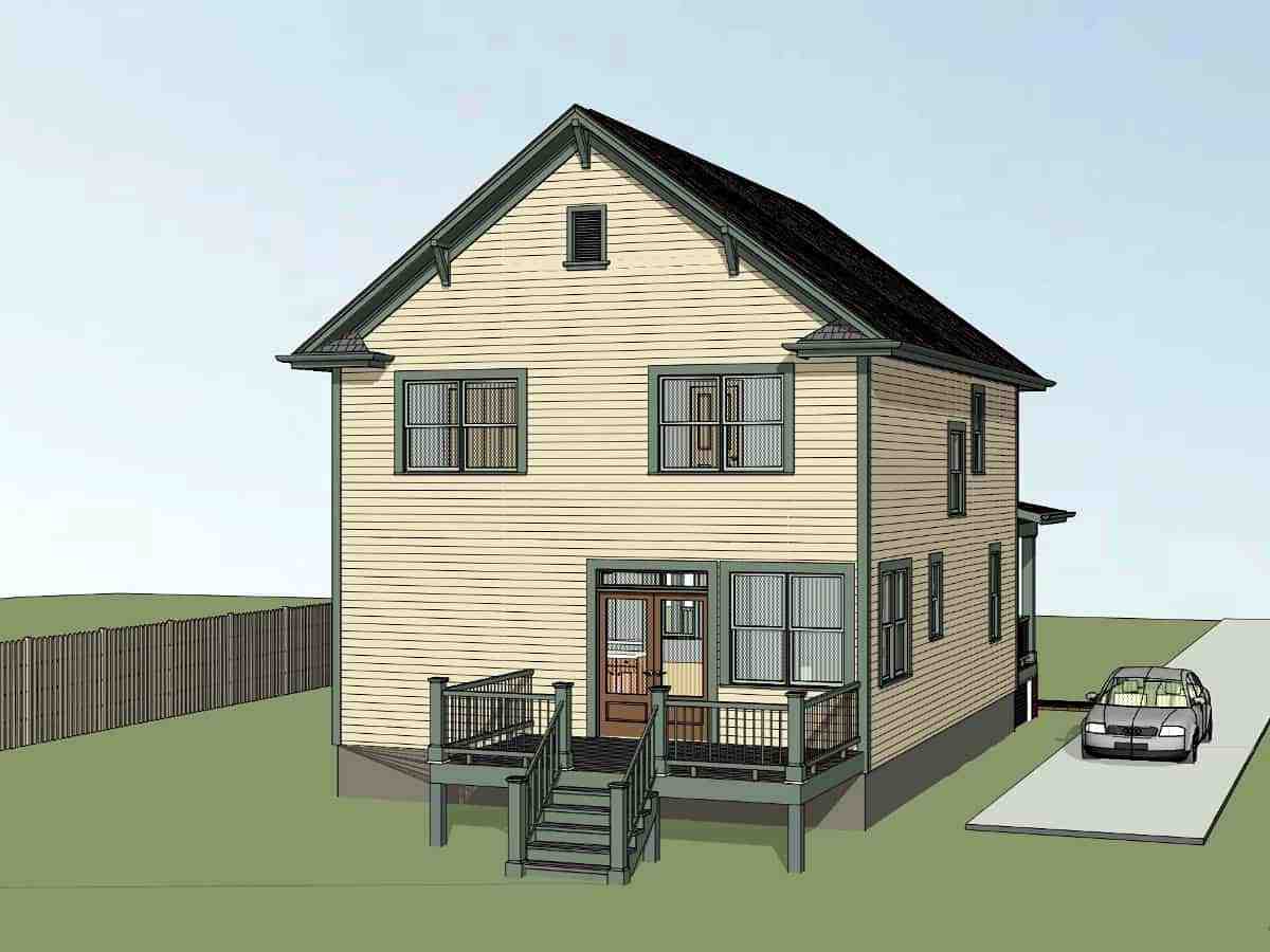 Colonial, Country, Narrow Lot, Southern House Plan 75588 with 3 Beds, 3 Baths Picture 2