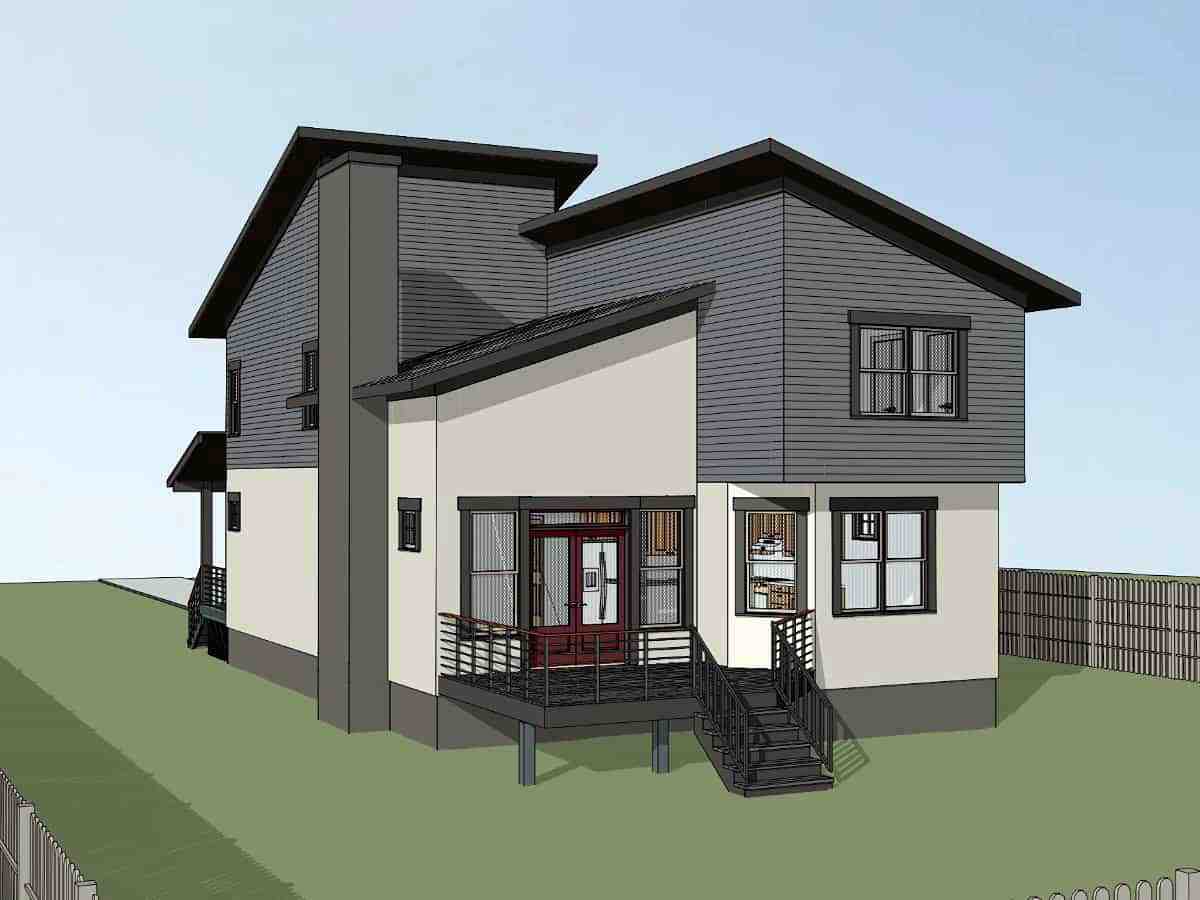 Contemporary, Modern, Narrow Lot House Plan 75594 with 3 Beds, 3 Baths, 2 Car Garage Picture 1