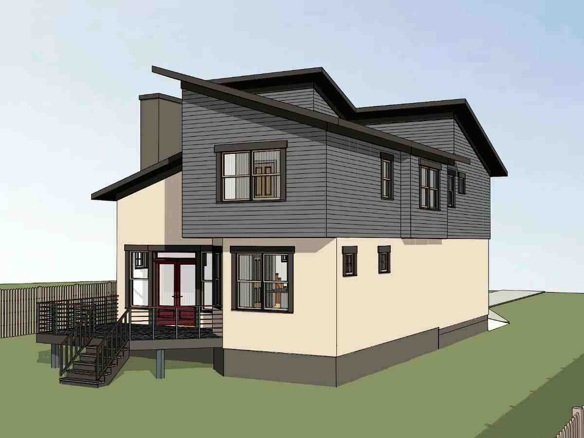 Contemporary, Modern, Narrow Lot House Plan 75594 with 3 Beds, 3 Baths, 2 Car Garage Picture 2