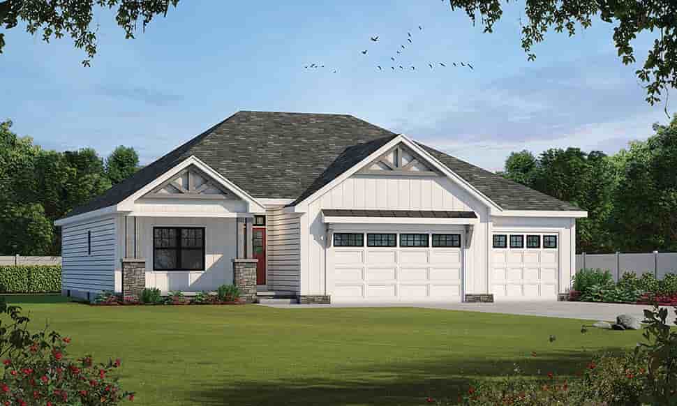 Farmhouse House Plan 75724 with 3 Beds, 3 Baths, 3 Car Garage Picture 3