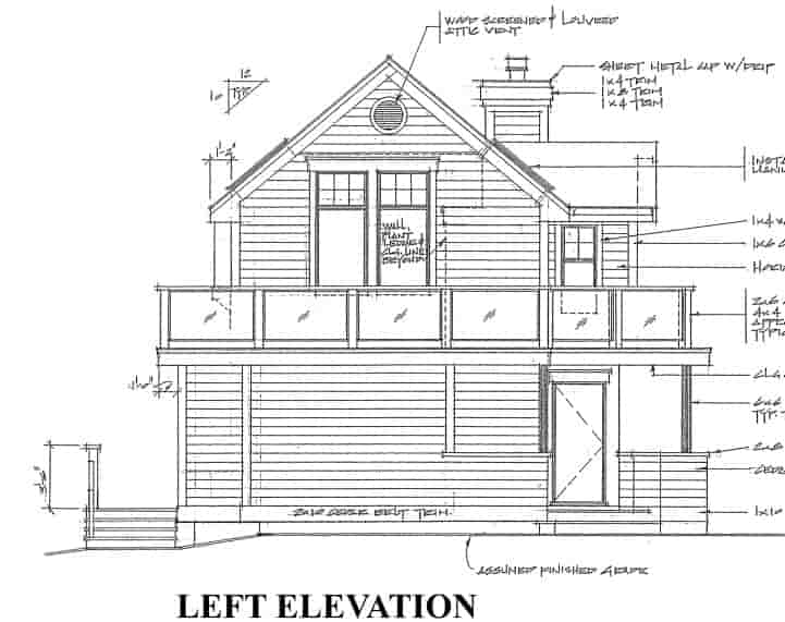 Cabin, Contemporary House Plan 76000 with 3 Beds, 2 Baths Picture 3