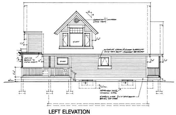 Cabin, Narrow Lot House Plan 76011 with 2 Beds, 2 Baths Picture 1