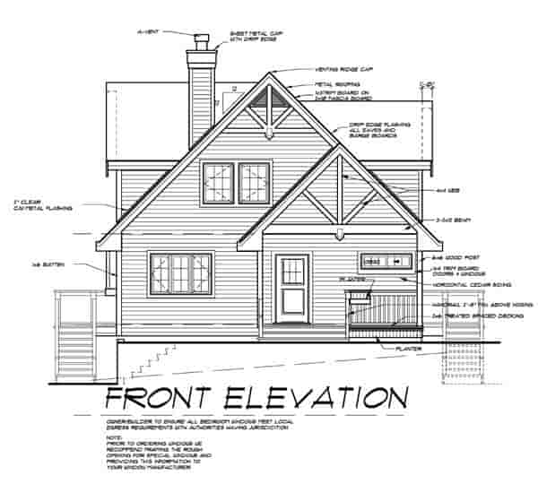 Cabin, Cottage House Plan 76016 with 3 Beds, 2 Baths Picture 3