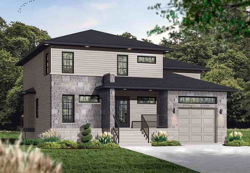 Contemporary, Modern House Plan 76307 with 3 Beds, 3 Baths, 1 Car Garage Picture 1