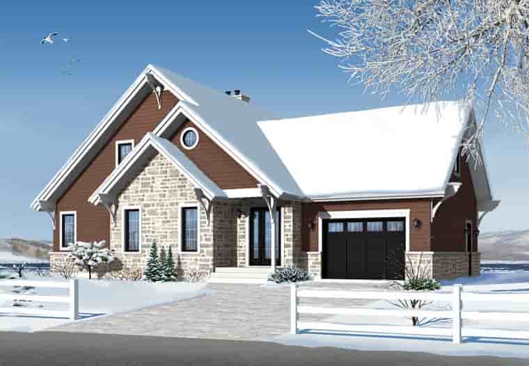 Cottage, Craftsman House Plan 76342 with 3 Beds, 3 Baths, 1 Car Garage Picture 1