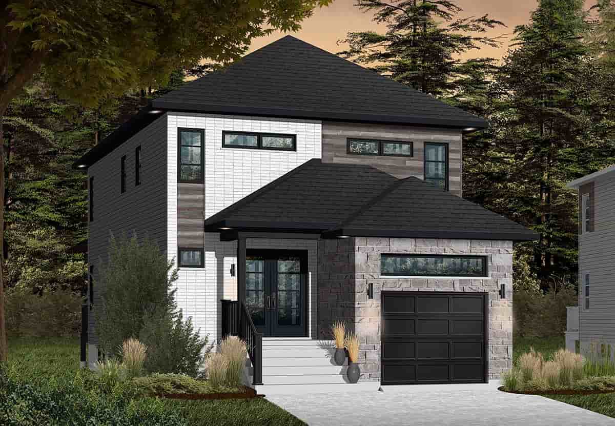 Contemporary, Modern House Plan 76412 with 3 Beds, 3 Baths, 1 Car Garage Picture 1